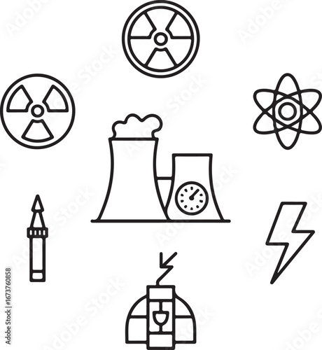 Radiation, Nuclear Reactor, and Science Symbols