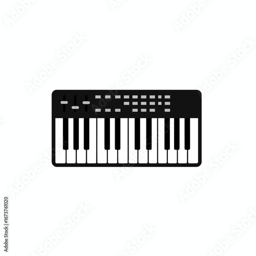 Keyboard Synthesizer Minimalist Black and White Style Musical Instrument Electronic Music Production