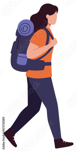 A person walking with a large backpack, ready for a journey or adventure.