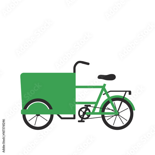 Green cargo bike simple style delivery transport vehicle urban mobility