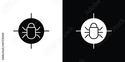 Debug icon symbol logo. Graphic template.