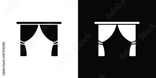 Curtains icon symbol logo. Graphic template.