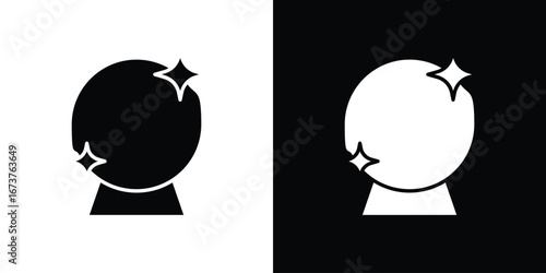 Crystal ball icon symbol logo. Graphic template.