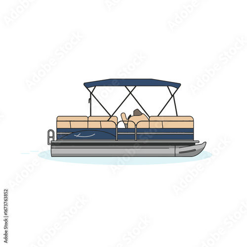 Pontoon boat side view simple style recreational watercraft leisure activity