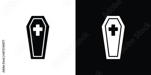 Coffin icon symbol logo. Graphic template.