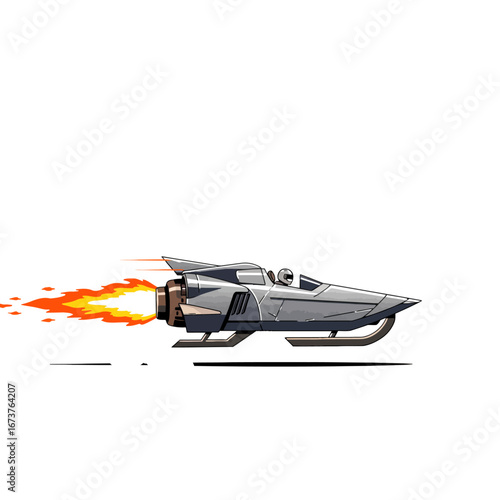 Futuristic vehicle speeding dynamic motion fire exhaust technology concept