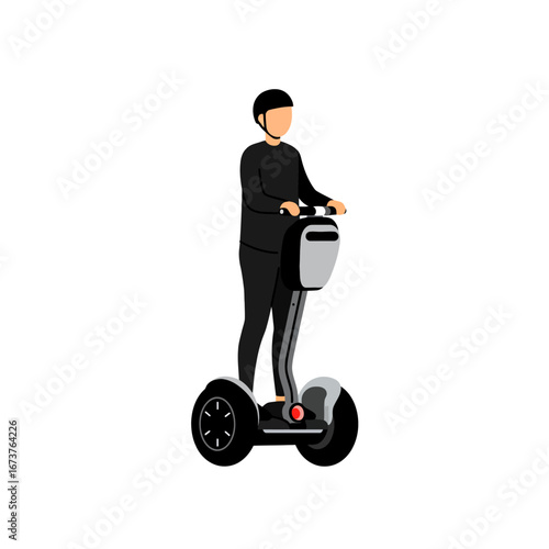 Man riding segway modern style personal transporter urban mobility