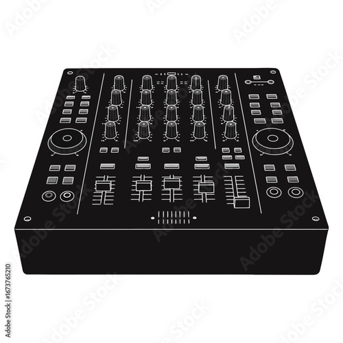 Dj controller minimalist line art black and white music equipment modern technology