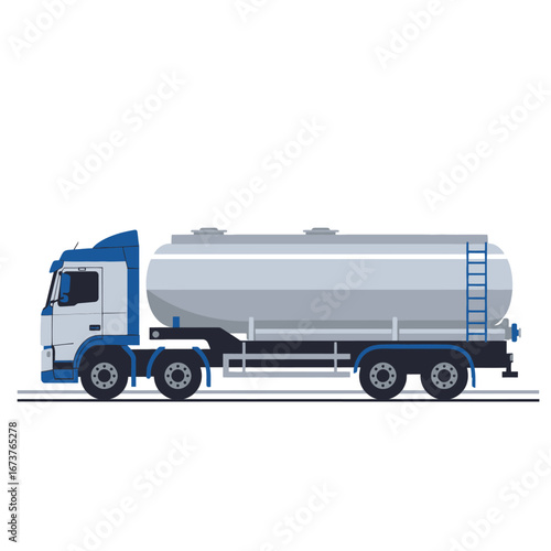 Tanker truck side view clean style transportation of liquids industrial transport