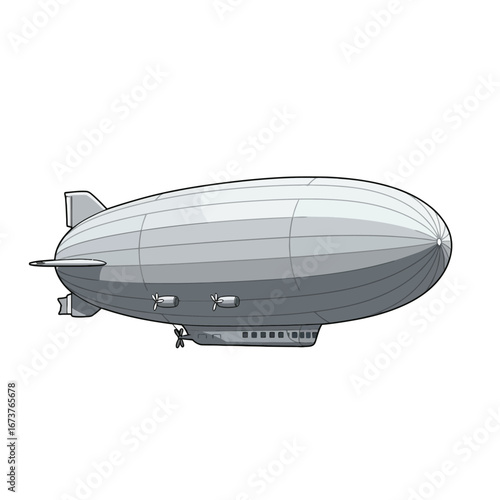 Vintage airship Side view Detailed rendering Transportation history Nostalgic adventure