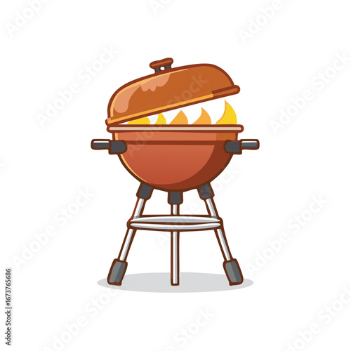 Isolated Grill with Flames for Outdoor Cooking or Barbecue Preparation