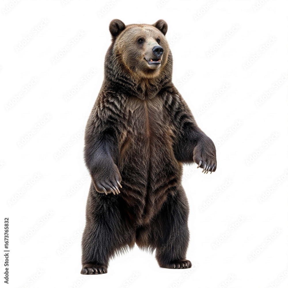 Obraz premium Isolated brown bear cub portrait with fur and paws on white background