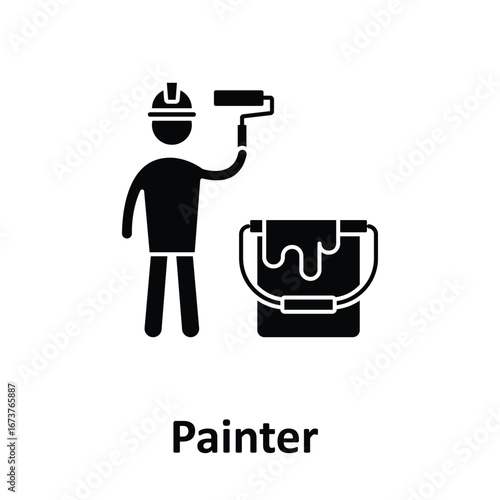 Painter  Worker Vector Icon which can easily modify or edit