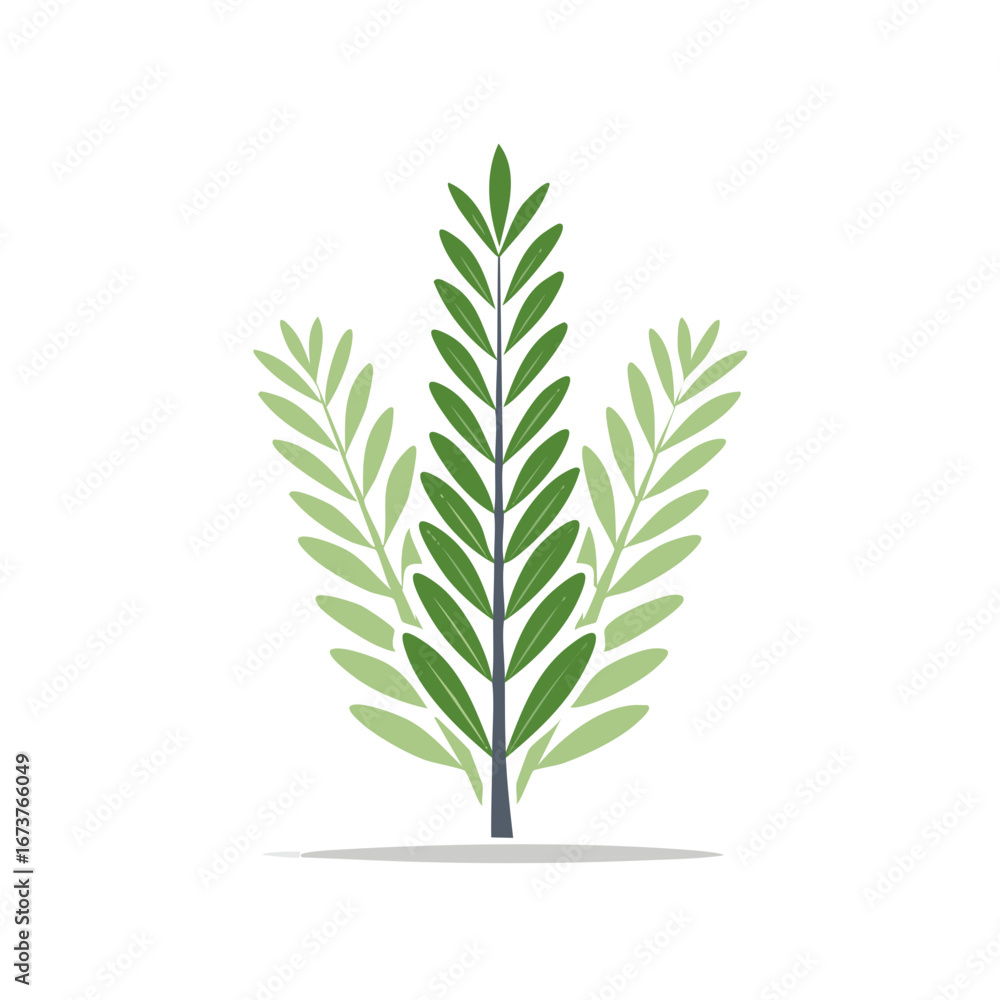 Naklejka premium Green Leaves on White Background Minimalist Botanical Illustration