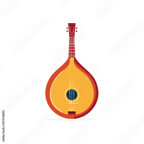 Traditional String Instrument Flat Vector Illustration Folk Music Sound Design