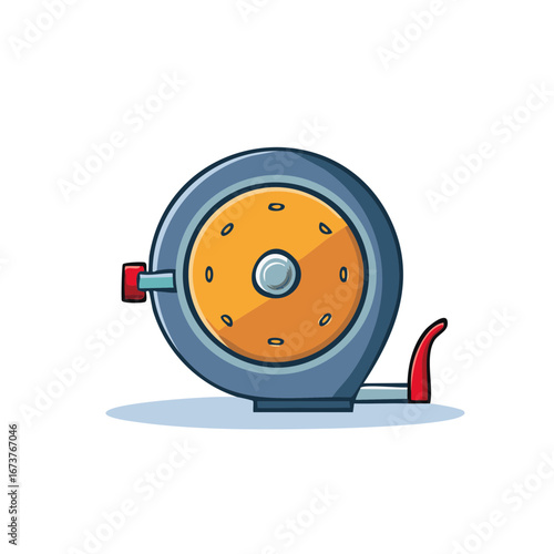 Cartoon illustration of measuring tape, construction tool, measurement equipment for architecture plans