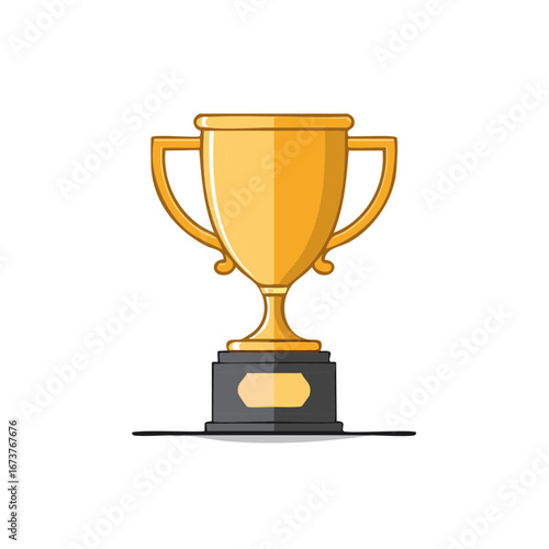 Illustration of a gold trophy cup with black base on a white background