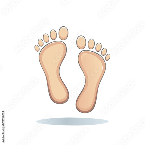 Cartoon illustration of two human footprints with shadow