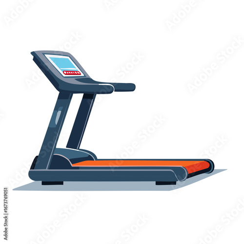 Modern Treadmill with Digital Console and Orange Belt for Fitness and Exercise
