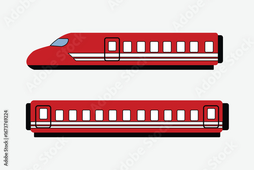 Red Bullet Train Side View Vector Illustration – Modern High Speed Railway Design