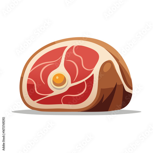 Cartoon illustration of a meat cut with fat and bones