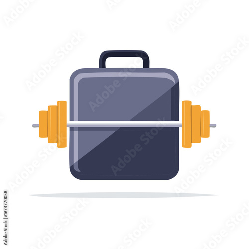 Business Trip Fitness Suitcase Weightlifting Balance Concept