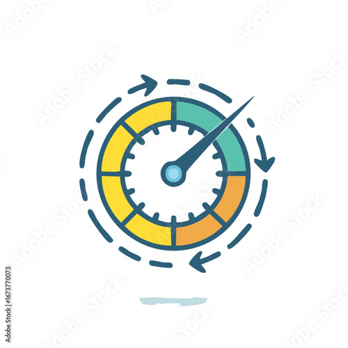 Circular progress meter icon with arrows indicating speed and cycles