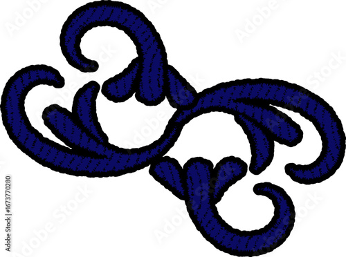 Embroidery style leaf design elements for textiles or digital art