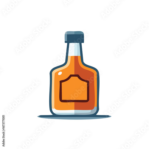 Whiskey or Brandy Bottle with Label Alcohol Drink Illustration