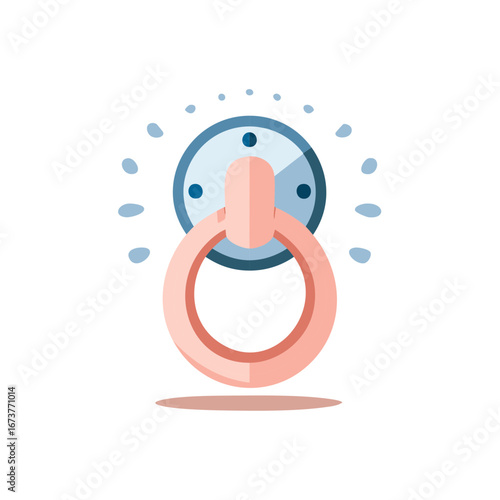 Stylized door knocker design with a pastel color scheme