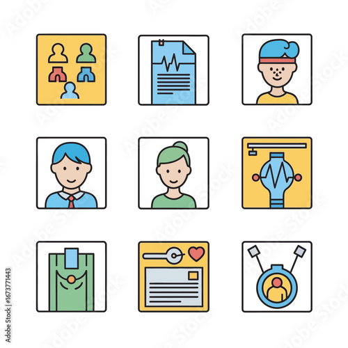People icons depict medical diagnosis equipment vector illustration