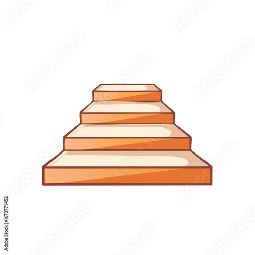 Cartoon Illustration of Multi-Tiered Wooden Stairs