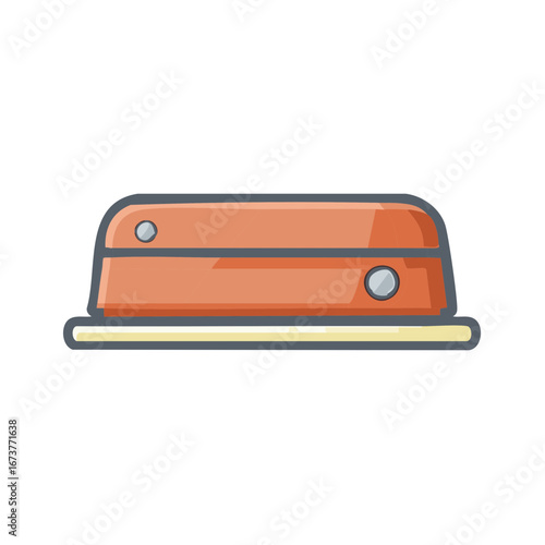 Stylized Orange Paper Hole Puncher Illustration with Gray Accents for Crafting