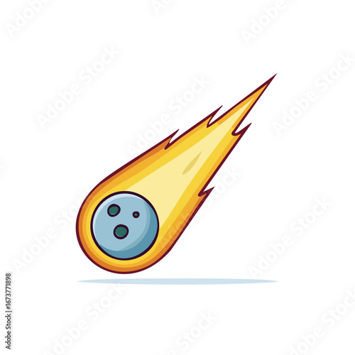 Cartoon Comet Vector Illustration Fiery Falling Meteor Isolated Icon Design