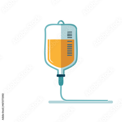 IV bag illustration. Medical infusion equipment, vector, healthcare, treatment.