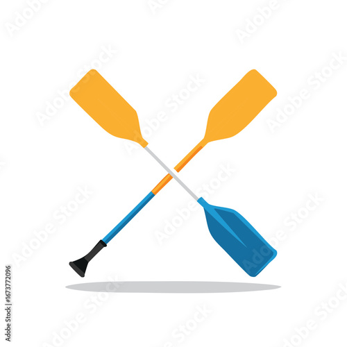 Crossing paddles graphic illustration for rowing and rafting isolated on white