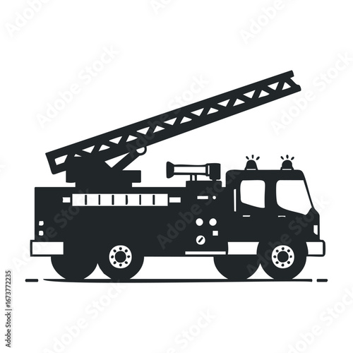Fire truck responding to emergency call city streets illustration urban environment side view emergency services. Outline vector illustration