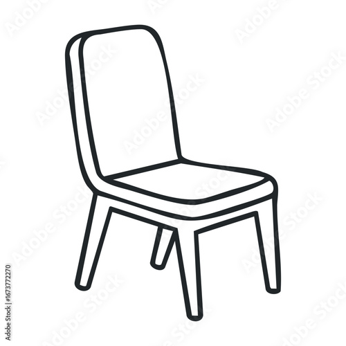 Minimalist chair design interior space graphic illustration simple style front view modern concept. Outline vector illustration