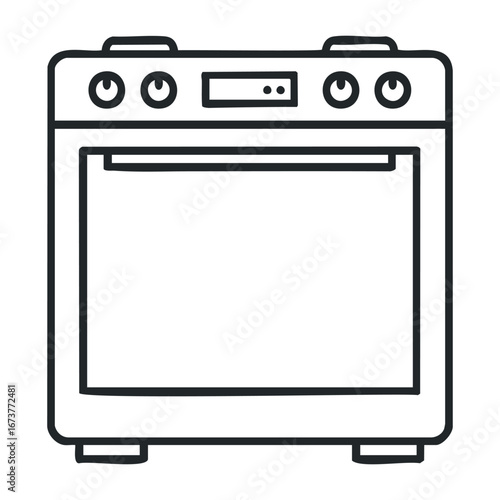 Cooking action kitchen illustration modern environment front view culinary concept. Outline vector illustration