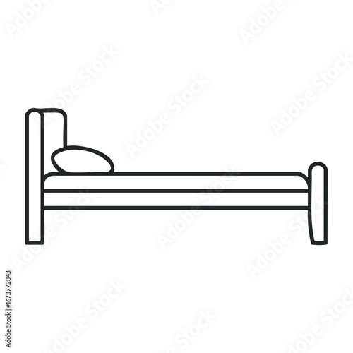 Relaxing sleep space design modern bedroom interior design cozy environment top view minimalist concept. Outline vector illustration