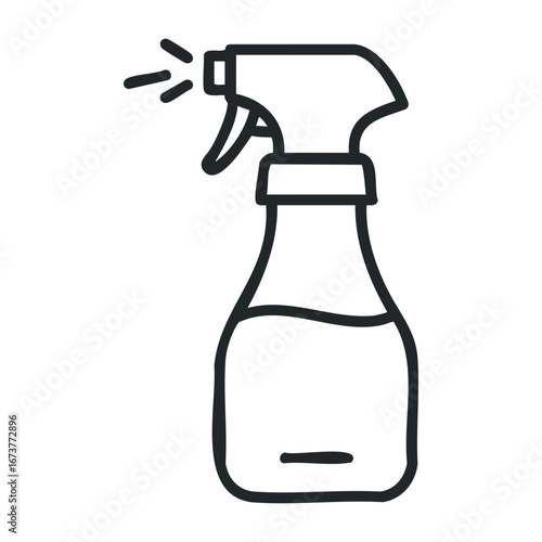 Cleaning action using spray bottle in domestic setting image content indoor environment close-up view for home hygiene. Outline vector illustration