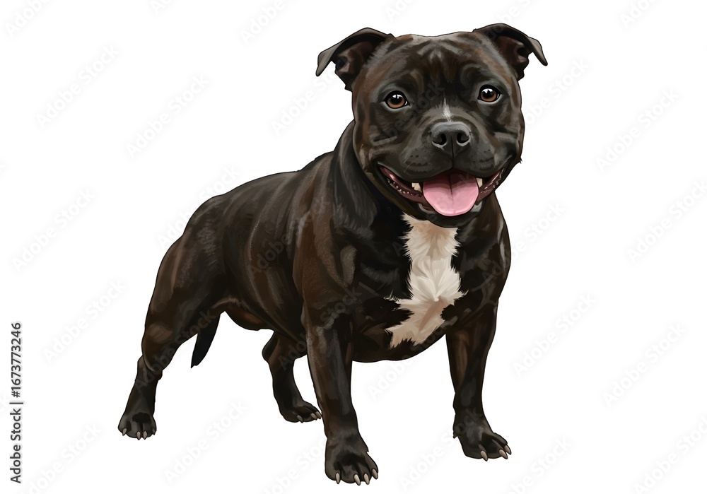 Fototapeta premium Black Staffordshire Bull Terrier Dog