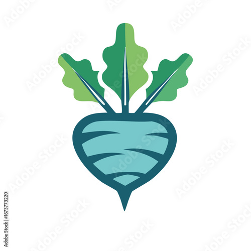 Stylized Blue Turnip with Green Leaves Icon