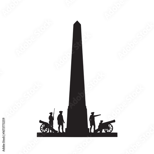 Bunker Hill Monument Boston Silhouette Vector