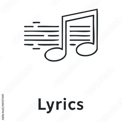 Song lyrics creation digital platform text content creative environment engaging viewpoint music concept. Outline vector illustration