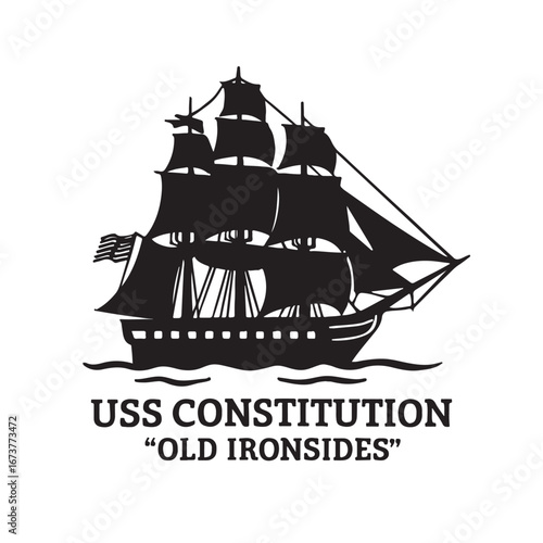 USS Constitution Old Ironsides Silhouette Vector