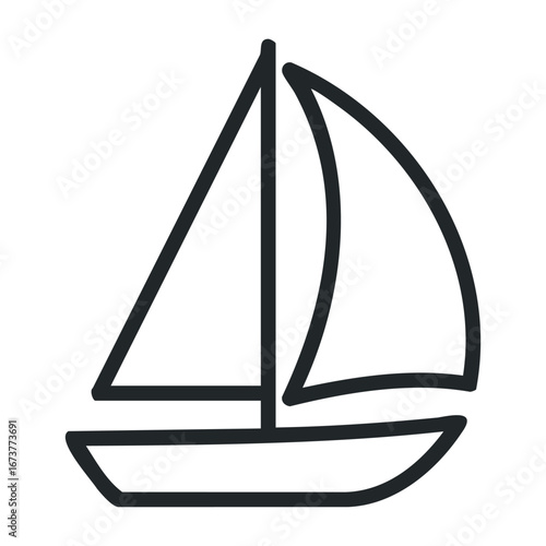 Sailing adventure on the open waters coastline digital artwork nautical environment aerial view journey concept. Outline vector illustration