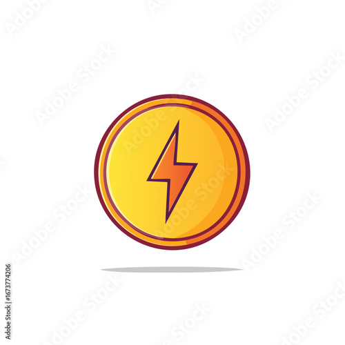 Free Download Cartoon illustration of a lightning bolt symbol in a yellow circle - GFXLoad