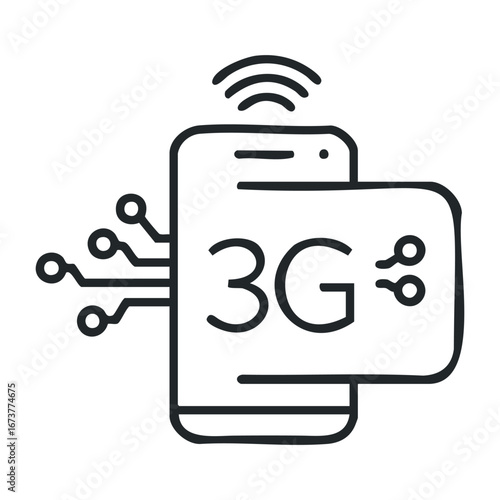 Exploring 3g technology advancements digital communication infographic modern environment close up connectivity concept. Outline vector illustration
