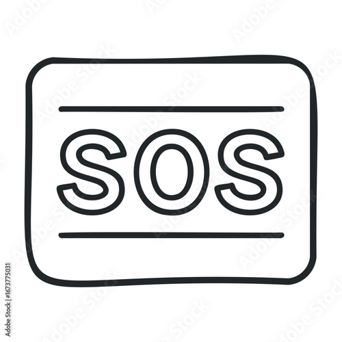 Emergency signal sos messaging outdoor environment graphic illustration urgent concept clear viewpoint. Outline vector illustration